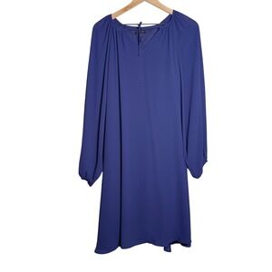 The Limited‎ Womens Shift Dress 1X Blue Lined Sheer Popover Minimal Coastal